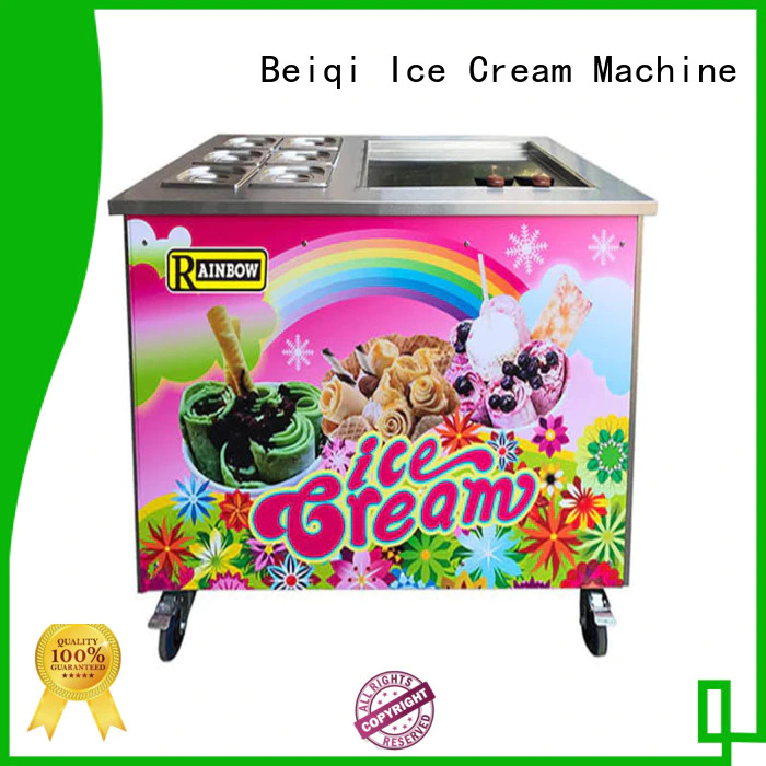 BEIQI Breathable stir fry Ice Cream Roll Machine Customized Double Pan Fried Ice Cream Machine different flavors For dinning hall
