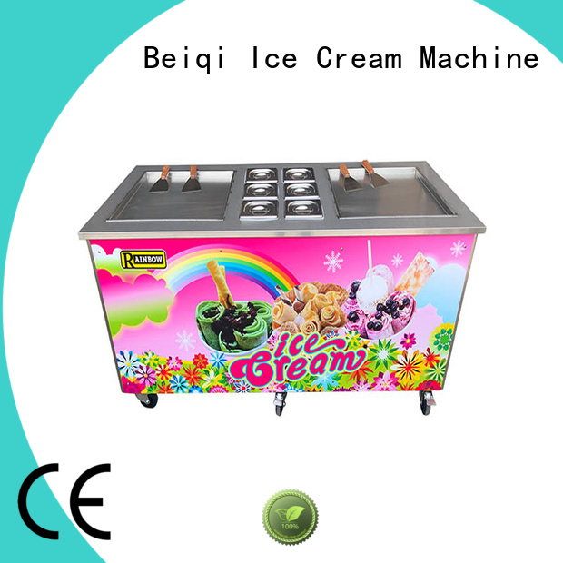 BEIQI Double Pan Fried Ice Cream making Machine OEM Frozen food factory